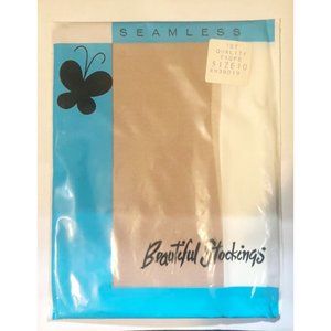 Vintage BEAUTIFUL Stockings Seamless Taupe Nylons Size 10 New in Package